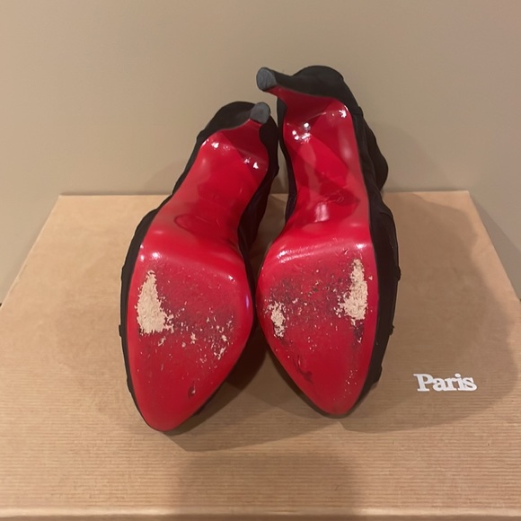 Christian Louboutin suede mesh Altarakana  150 peep toe platform bootie 35 - Picture 9 of 11